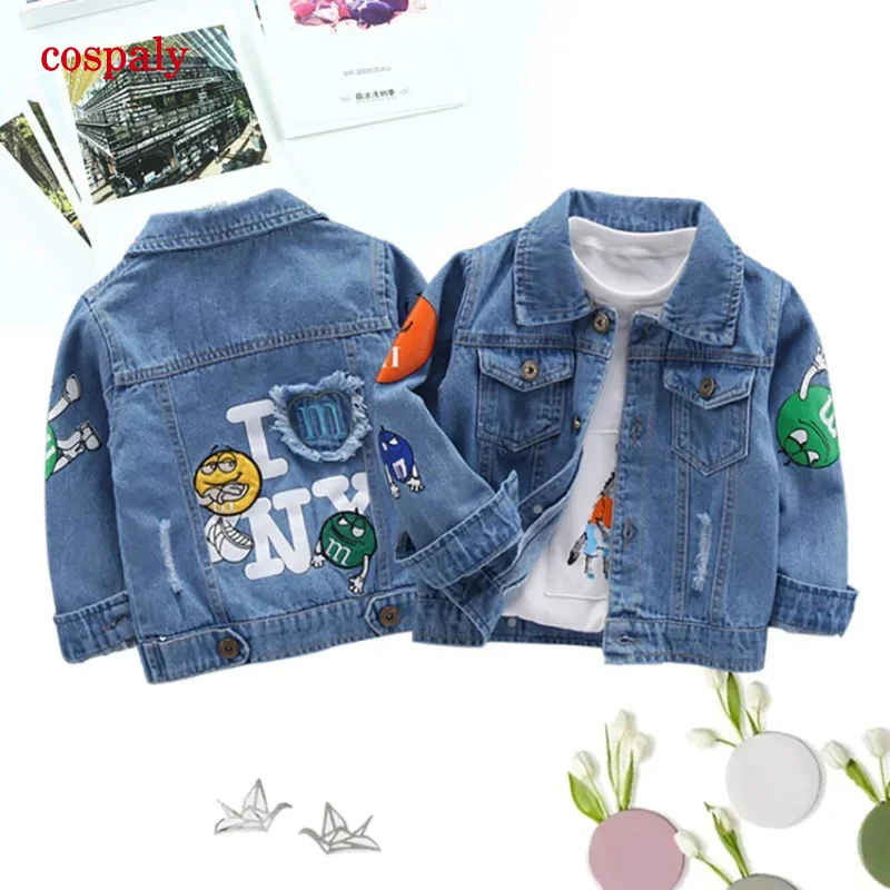 A Kids Denim Jacket For Boys Girls Cartoon Outfit Outerwear Spring Autumn Children Jackets Baby Boys Denim Coats Cowboy Clothes