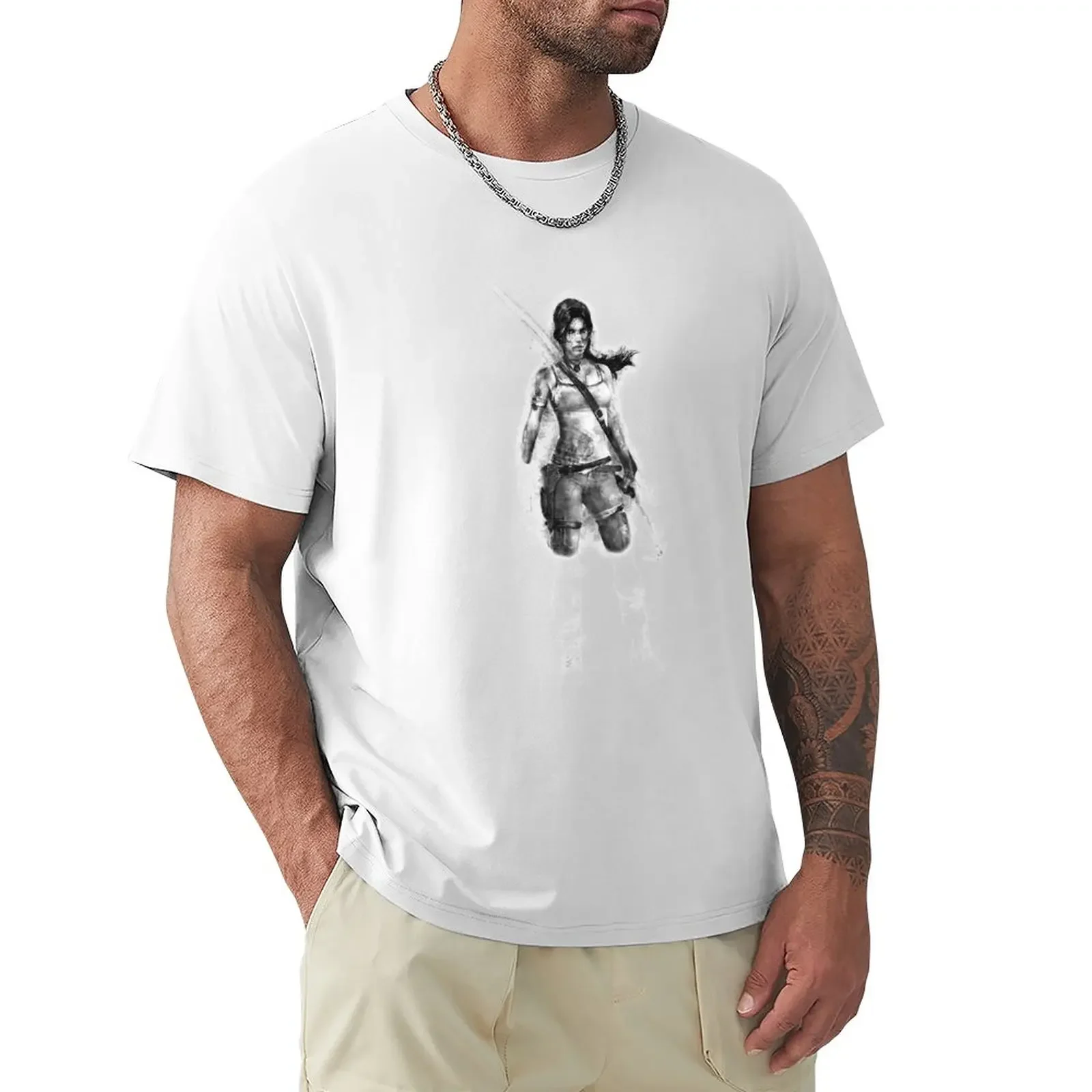 Lara Croft Drawing T-Shirt boys animal print plain summer tops mens graphic t-shirts funny