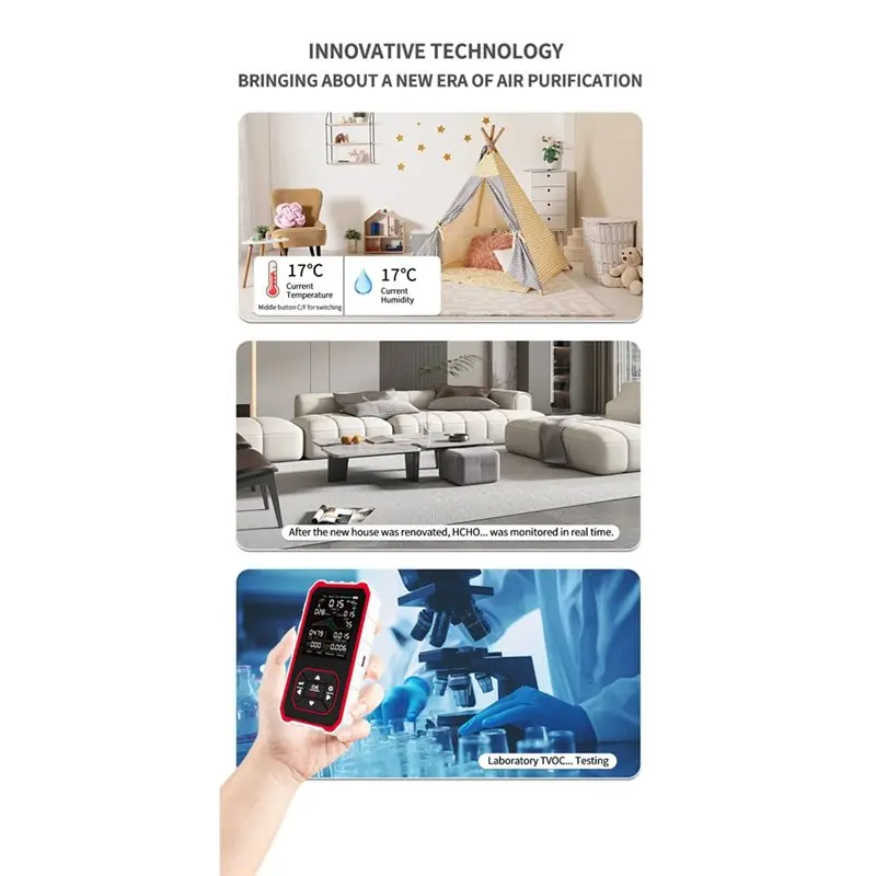 B50B-PM2.5، PM1.0 TVOC، جزيئات HCHO، كاشف درجة الحرارة والرطوبة Rea لجودة الهواء الداخلي المحمول AQI، CO2