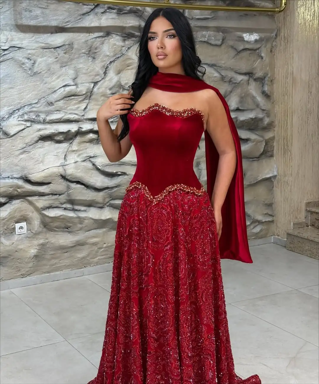 

Новый дизайн, красное сексуальное платье с корсетом и блестками, драпированное трапециевидное вечернее платье с лентой, очаровательное модное вечернее платье для выпускного вечера