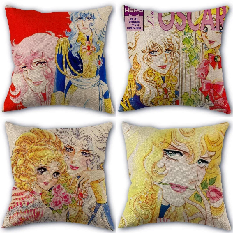 The Rose of Versailles Pillowcase Cotton Linen Fabric Square Zipper Pillowcase New 45X45cm Wedding Decorative Pillow Cover 0406