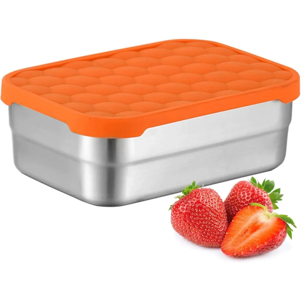 Contenitore in acciaio inossidabile con coperchio, contenitore per il pranzo con coperchio in silicone a prova di perdite, bento box per alimenti