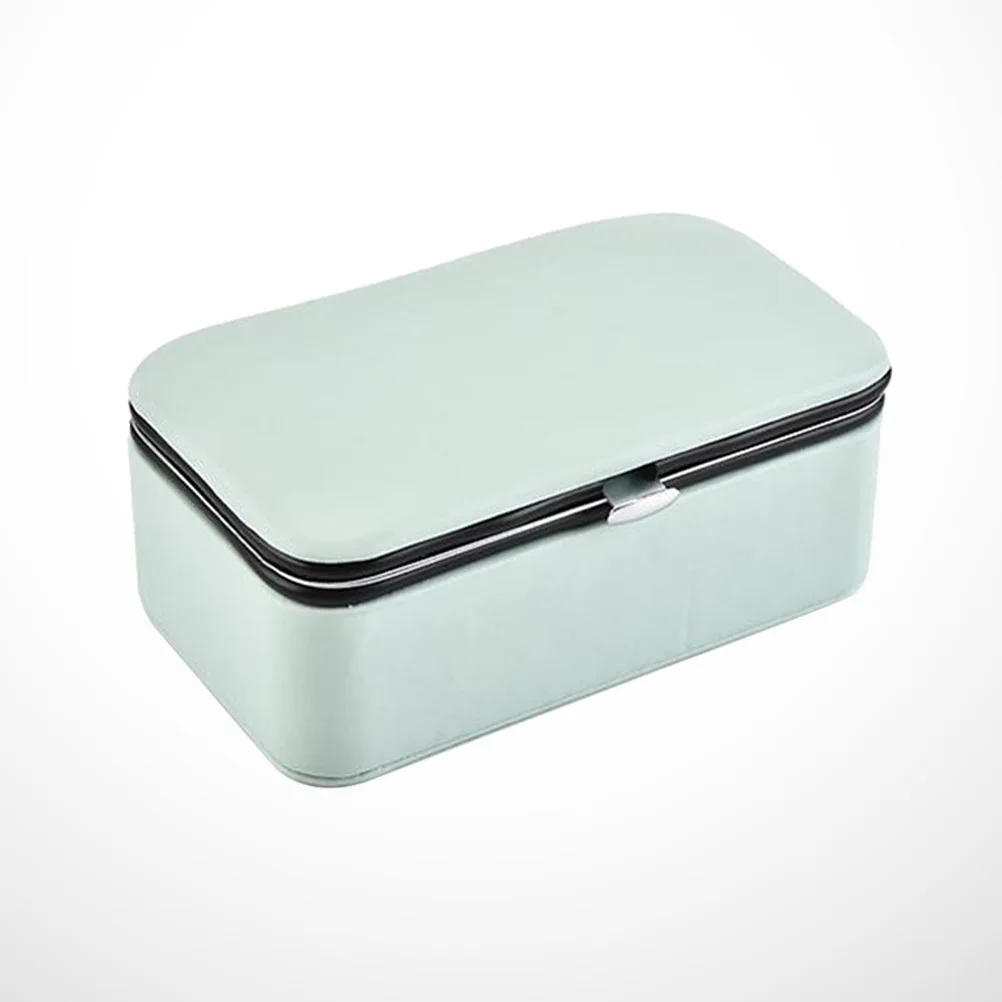 

Blue PU Jewelry Box Portable Compact Organizer Multi-Cell Travel Storage for Rings Earrings Necklaces Jewelry Box