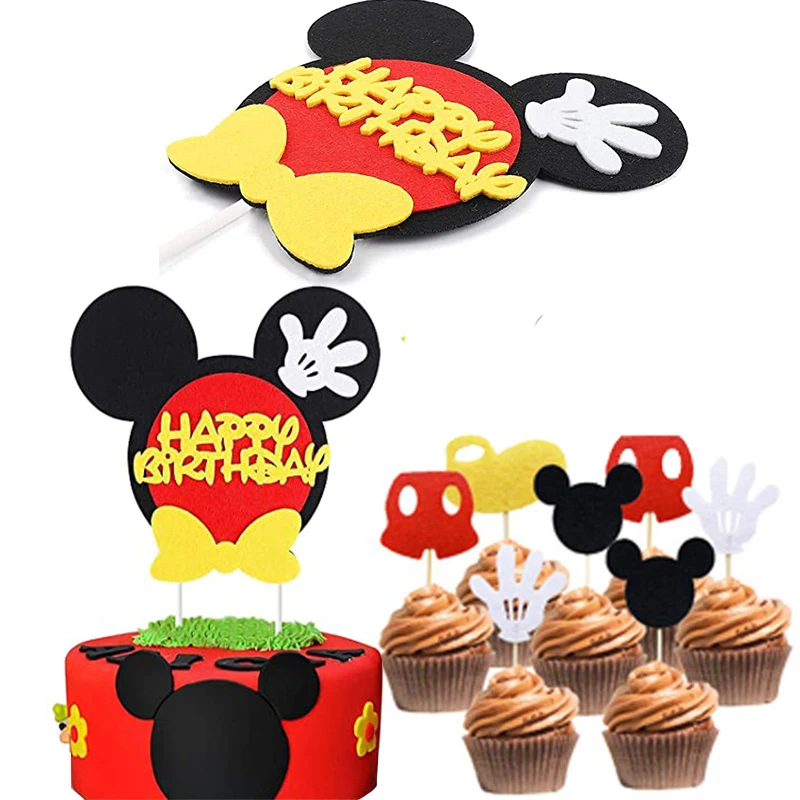 9pc/lot Mickey mouse Cake Decoration Cake Topper Party Dessert Birthday Party cake flag Baby Shower Party Baking Supplies Set