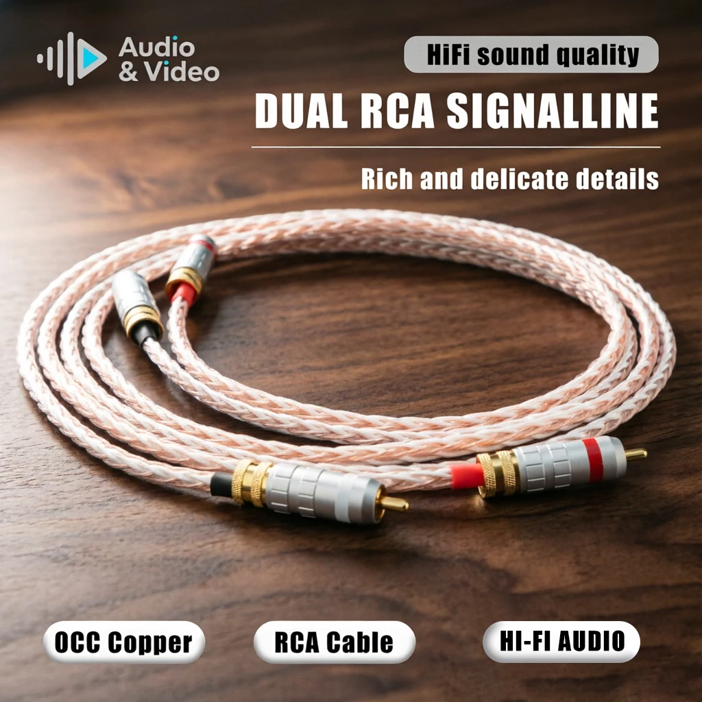 Paar 4TC RCA-Kabel aus Einkristallkupfer, 8-adriges Audiokabel, Signalkabel, Doppel-Lotus für DAC