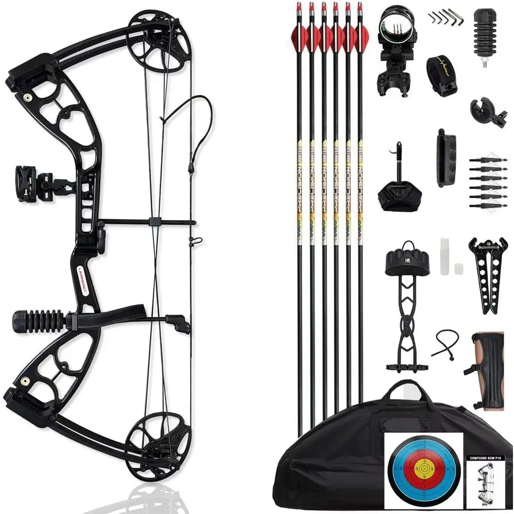 

Adjustable Compound Bow for Adults & Teens, 25.4-32 Draw, 30-70lbs Weight, 320 FPS, US-Made Limbs