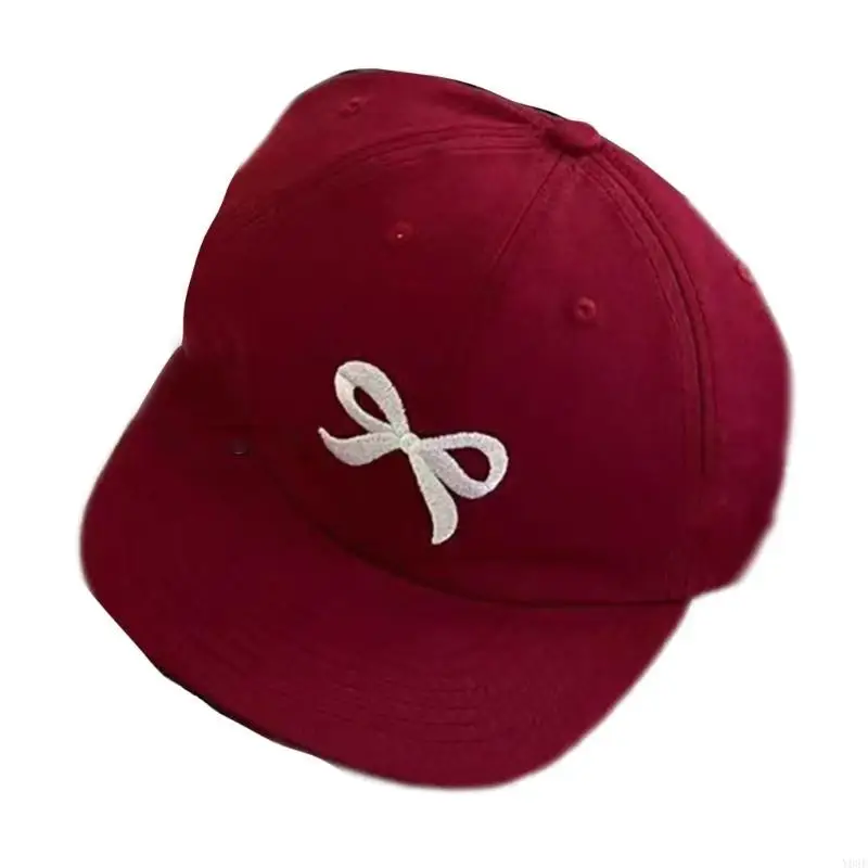 Eye Catching Embroidery Bowknot Baseball Caps Adjustable Size Hat Cycling Climbing Travel Duckbill Hat for Girl Woman Y08E