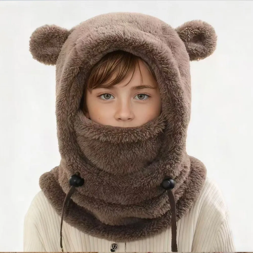 Fashion 3 in 1 Winter Helmet Hat Mask Scarf Soft Integrated Hat Neck Protection Cartoon Animal Beanie Hat Cycling