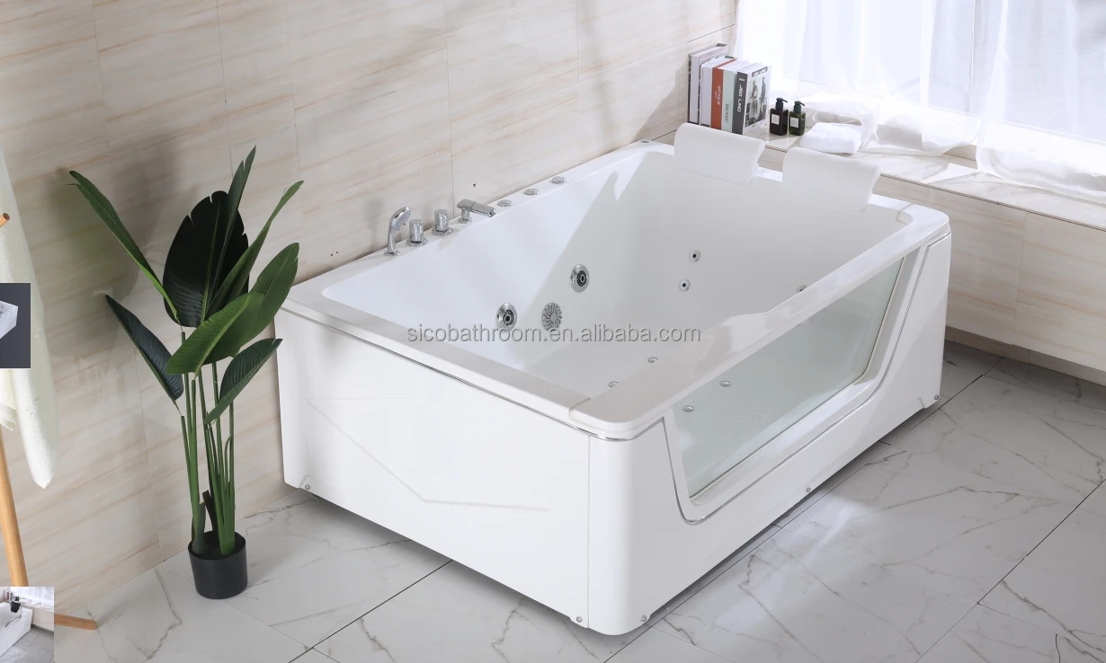 Smart Surf Acrylic Hydromassag Whirlpool Bathtub with Thermostatic Home Heating Color Light Bubble Massage Apron Installationpro