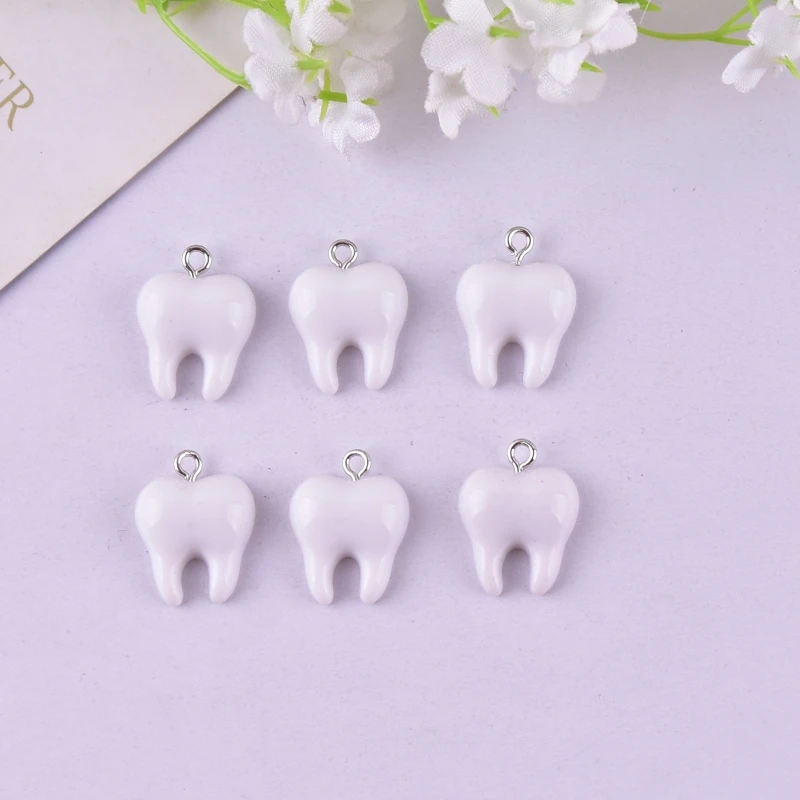 10pcs Fun and Fashionable Three-dimensional Teeth Resin Charms for Earring Keychain DIY Decoration Fashion Jewelry Accessories