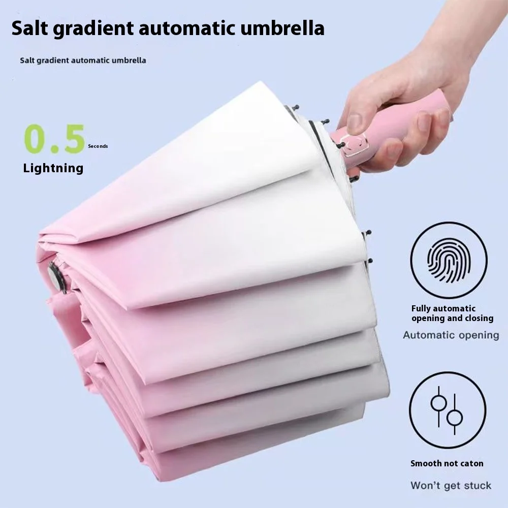 Coolnzkttez Umbrella 8 Ribs Umbrella Travel Rain Sun Umbrellas Windproof Sunproof Multi-Color Automatic Open And Close Brolly