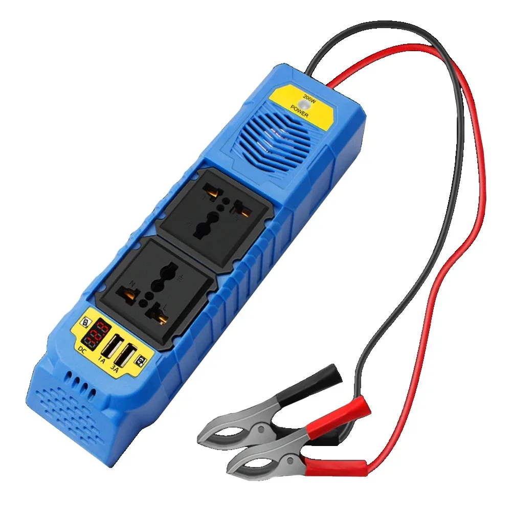 

12V Inverter 12V 220V Adapter Car Charging Blue Yellow Wear-Resistant 12V Models 200W Power Output Direct Installation