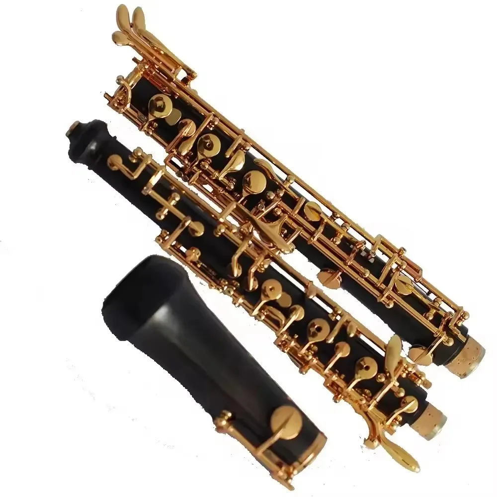 C‑Tone 17‑Key Oboe Ebony Body Gold‑Plated Keys Woodwind Instrument With Canvas Carry Case