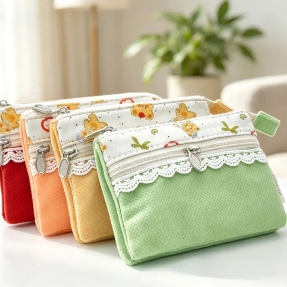 Cute Cartoon Bear Coin Purse Waterproof Multi-Layer Card Holder Zipper Document Bag for Women