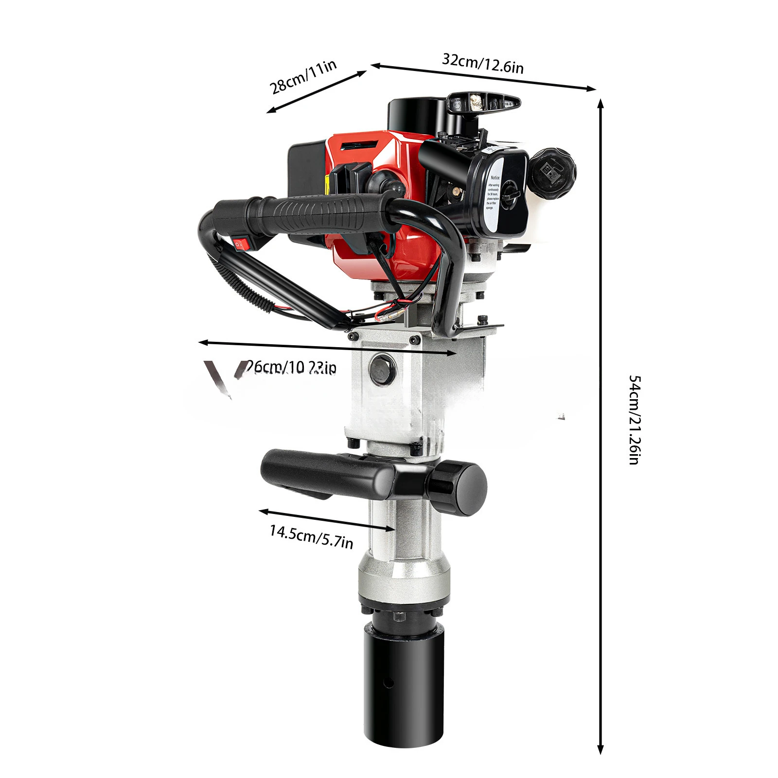 Heavy Duty 2 Stroke Pile Driver Gas T Post Hammer Farm Fence Garden Tool, for 32.7CC