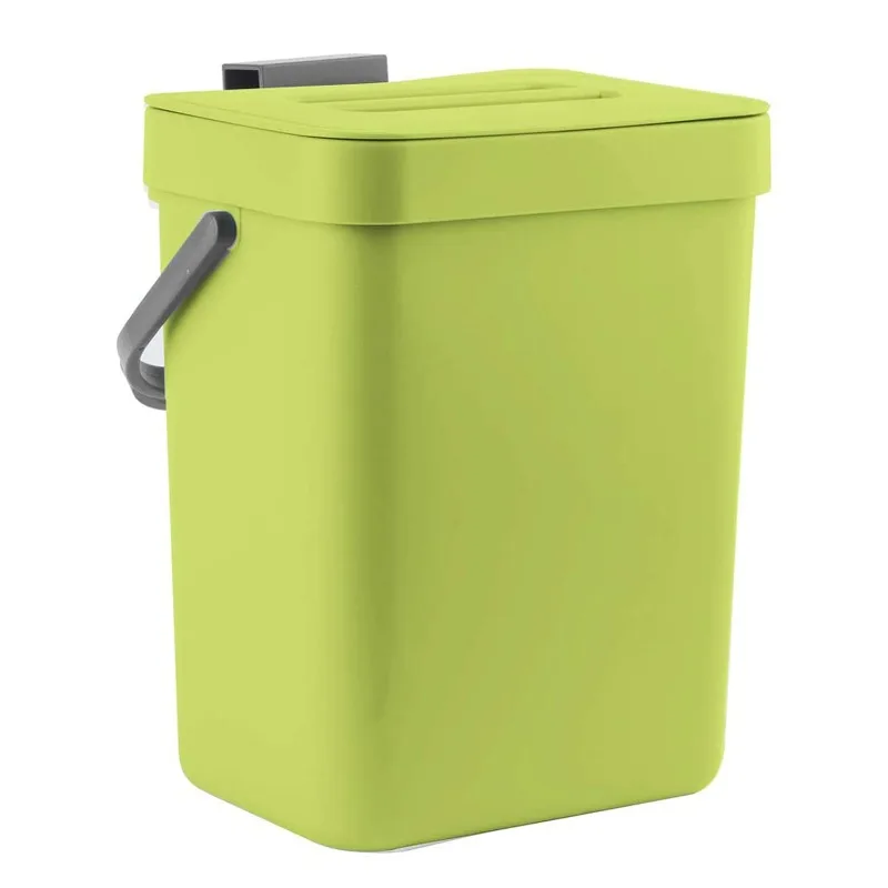 

Food Waste Basket Bin for Kitchen, Small Countertop Compost Bin with Lid, Odor-Free Food Scrap Container, 3L/0.8 Gal, Green