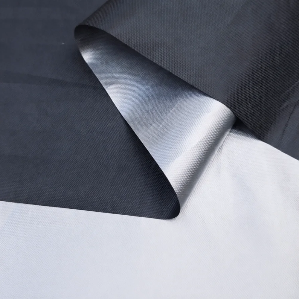 Titanium Silver Blackout Fabric Heat Blocking Sun Shade Material For Patio Canopy Curtain And Indoor Dark Room