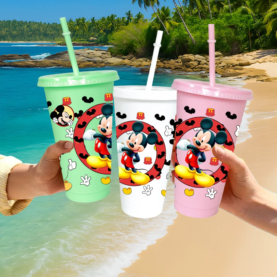 แก้วพลาสติกหลากสี 26 ออนซ์ ลายดิสนีย์ มิกกี้เมาส์ 12 ชิ้น/แพ็ค สำหรับงานวันเกิด ใช้ดื่มน้ำผลไม้ กาแฟ