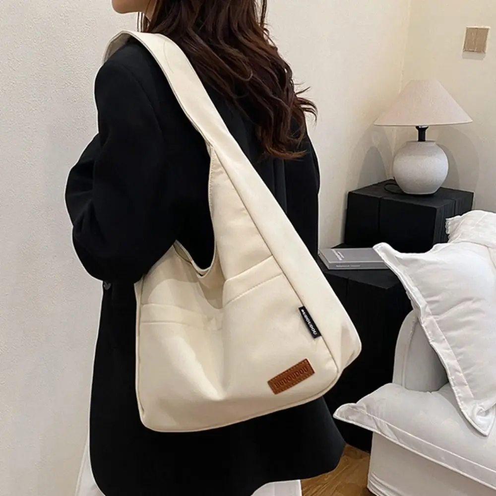 

Модные простые сумки-тоут большой вместимости, водонепроницаемая однотонная парусиновая сумка на плечо, квадратная школьная сумка в японском стиле для подростков, женская