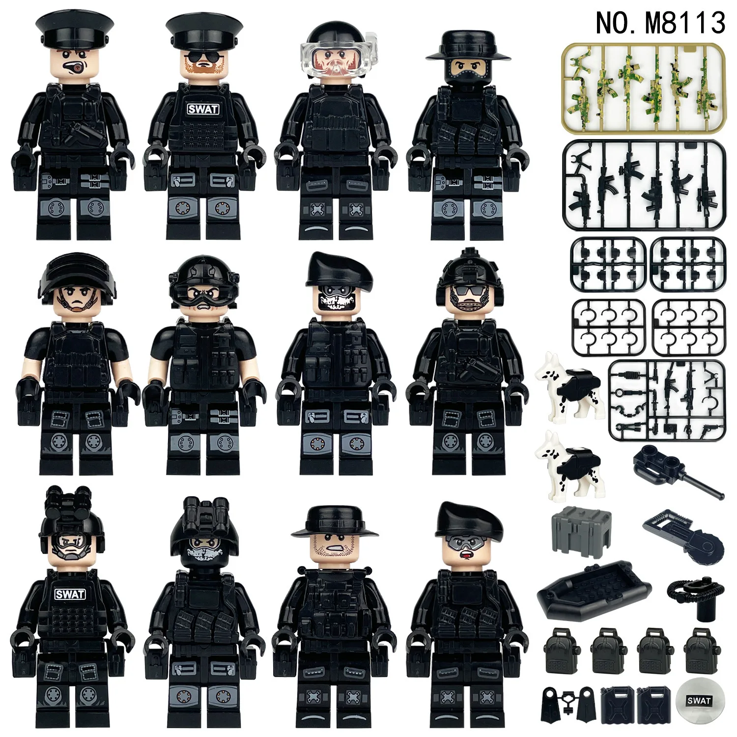 12pcs Building blocks, figures, special police anti-terrorism cheetah commandos, humanoid dolls, children's toys, birthday gift image 3