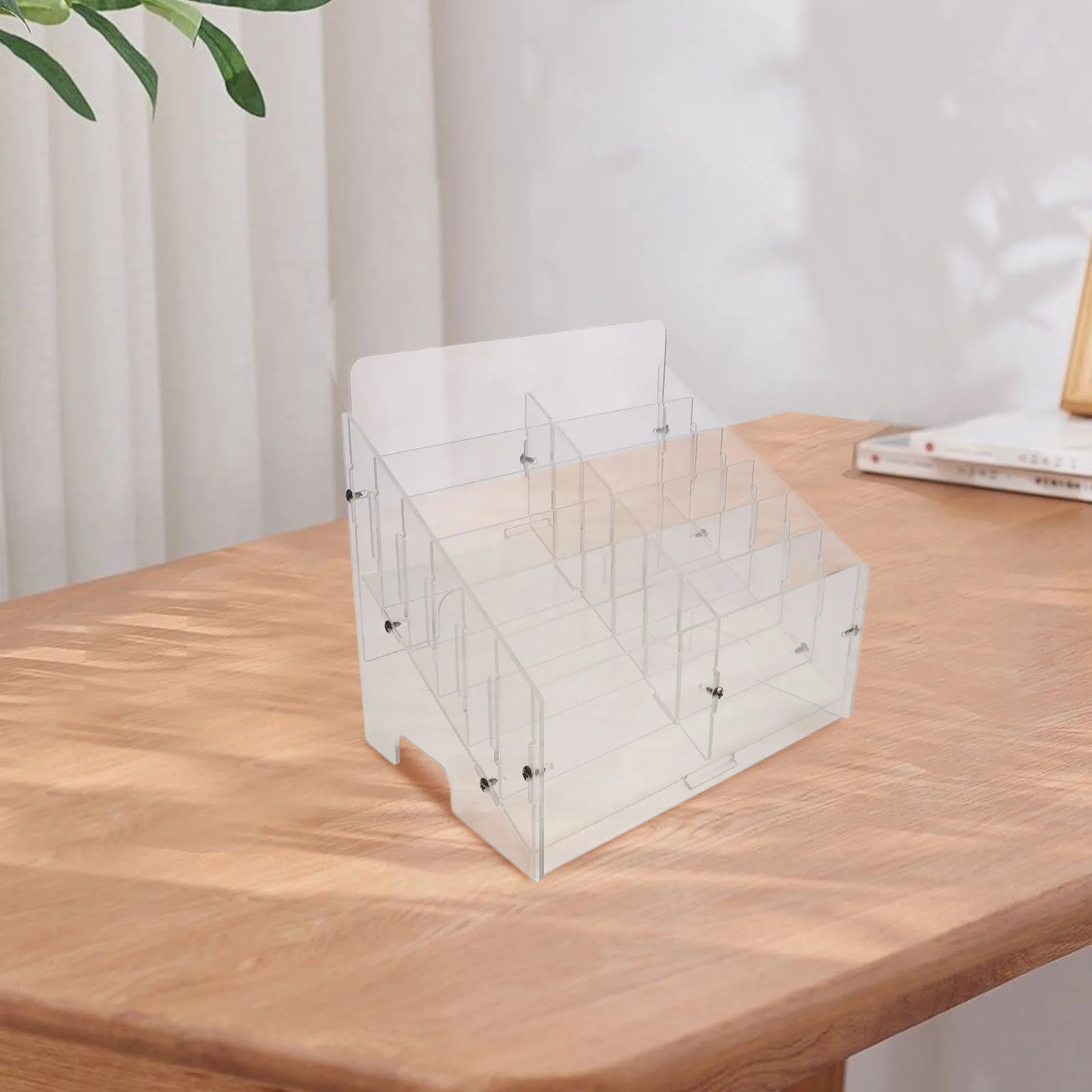 

Multi-compartment Phone Storage Box Thickened Acrylic Display Organizer Business Card Holder Multiple Slots Desk Travel Use