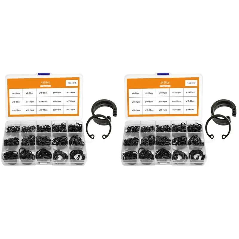 

SYW-890Pcs C Type Internal Circlip Retaining Rings Assortment Kit For Hole Circlip Snap Rings Black