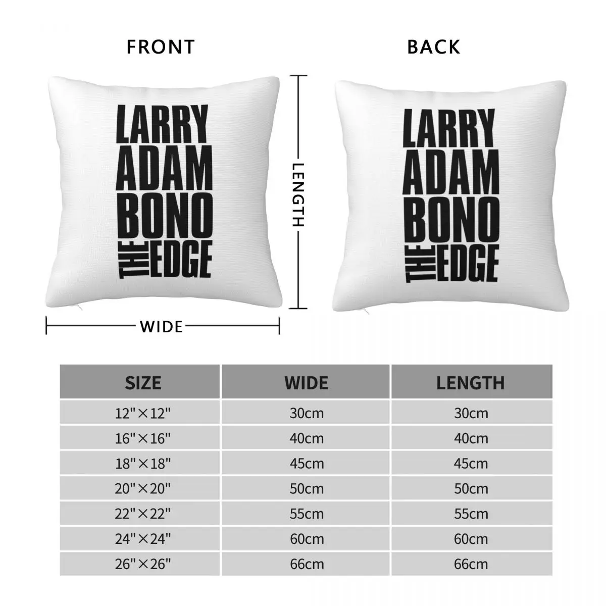 U2 Larry Adam Bono The Edge Square Pillowcase Polyester Linen Velvet Pattern Zip Decor Pillow Case Sofa Seater Cushion Cover