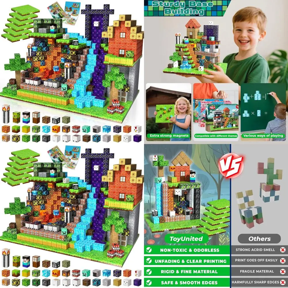 Magnetic Building Blocks Set - 200 Pieces with 6 Baseplates, Ideal STEM Toy for Kids 4-8 Years, Great Gift for Boys and Girls Ag