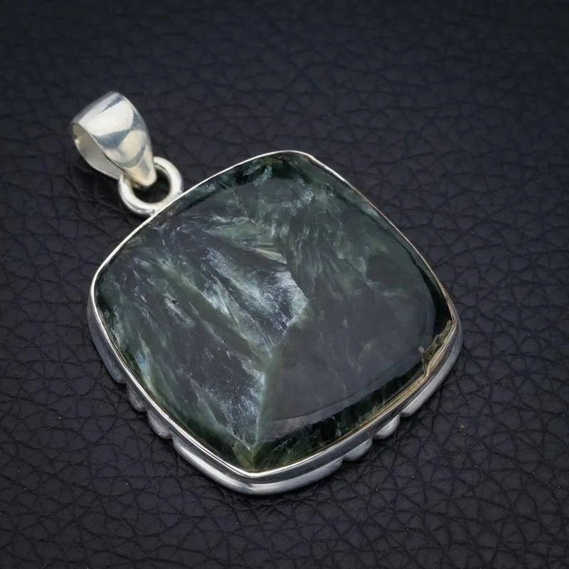 

StarGems Seraphinite Handmade 925 Sterling Silver Pendant 1.5" F4696