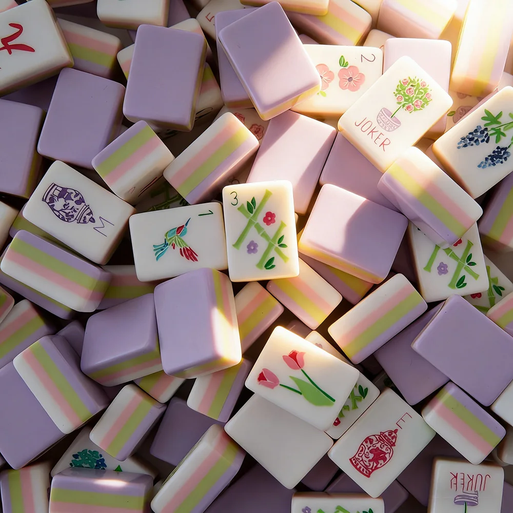 

Светло-фиолетовый 4-слойный акриловый набор для американского маджонга, 160 фишек, для взрослых, портативная настольная игра для путешествий и отдыха