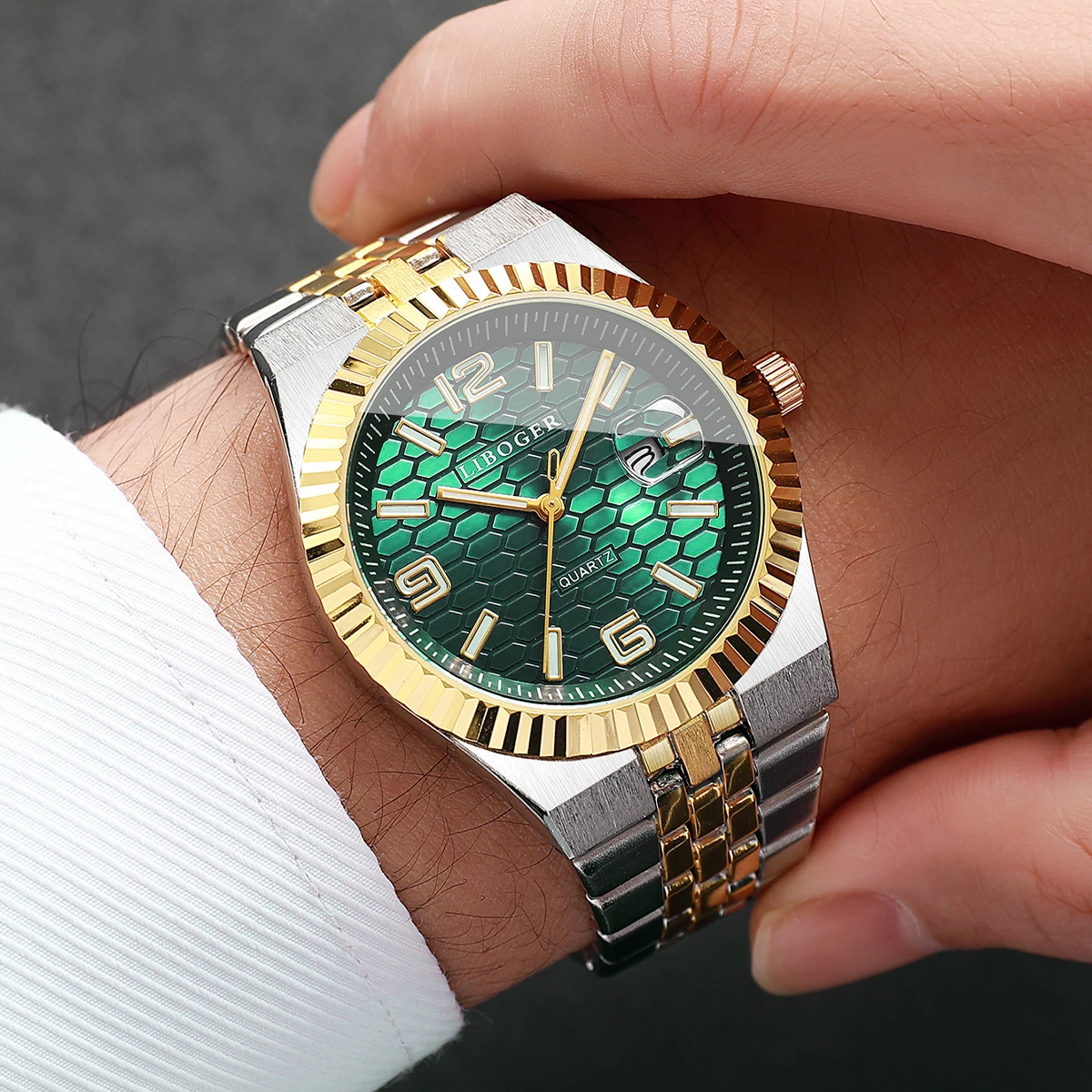 ファッションアラビア文字盤メンズカレンダークォーツ時計高級ス - Luxury Watch Arabic のレビューと価格