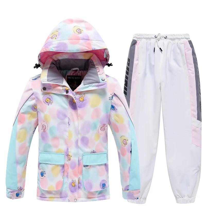 Newest Girl Thick Warm Ski Suit Children Winter Snowboarding Skiing Waterproof  Windproof Jackets and Pants for Kids Snow Jacket