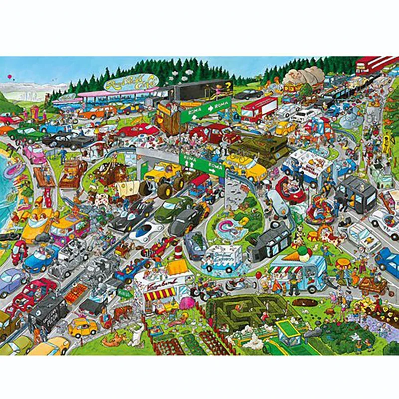 

75*50cm 1000pcs Jigsaw Puzzle Busy Traffic Home Decoration Painting Adult Stress Relief Educational Toys