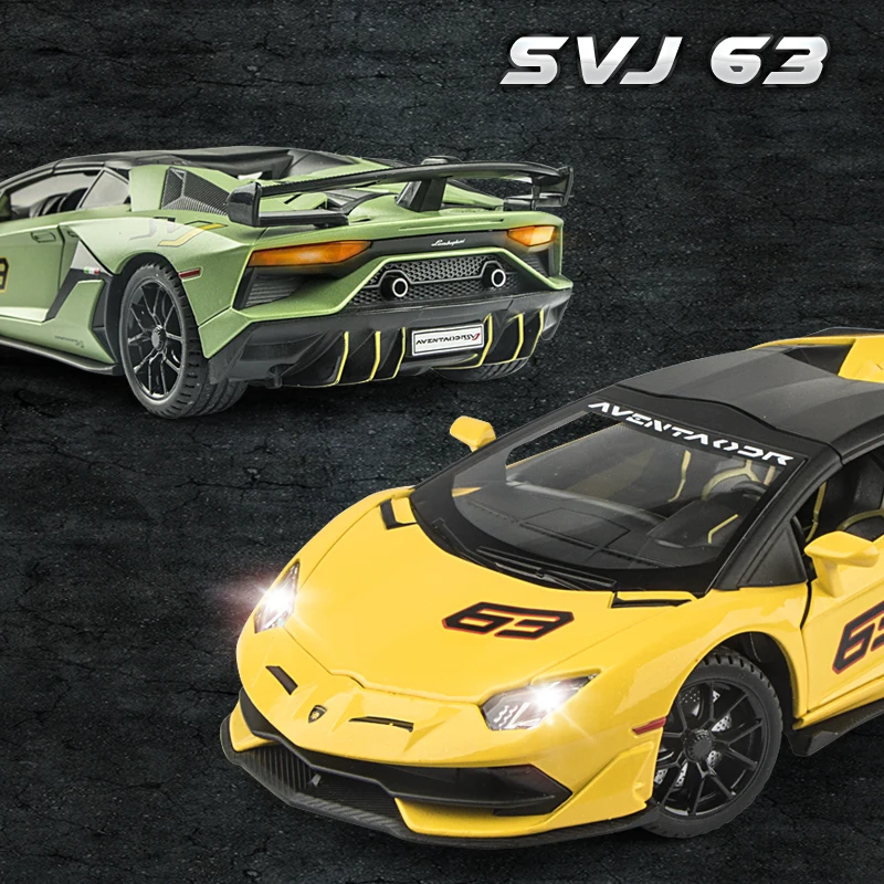 1:24 Lamborghini SVJ63 Carro de corrida Simulação Liga Modelo de carro Som e luz - Adequado para brinquedos e coleções infantis