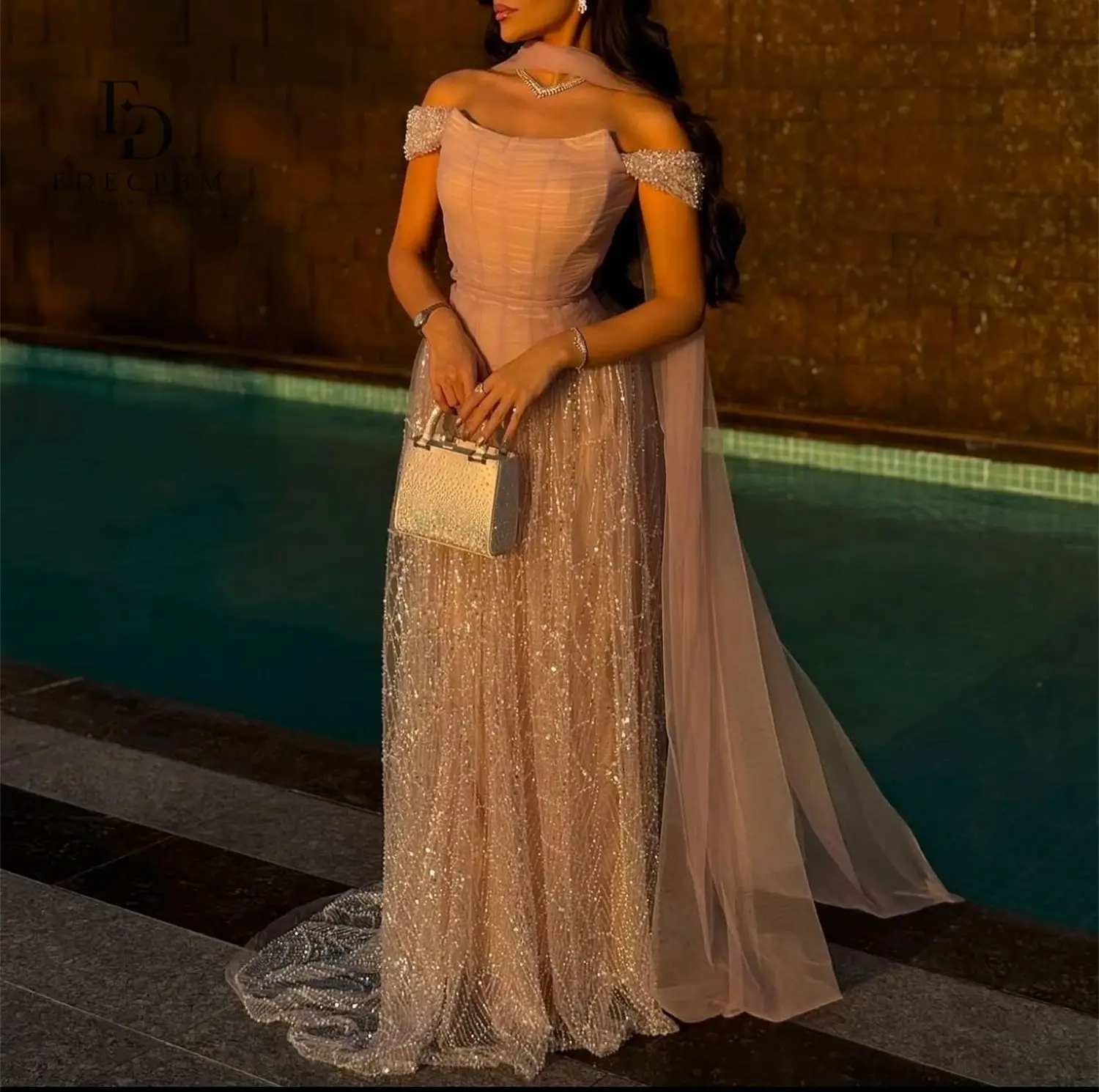 EDECPBM vestido de fiesta personalizado para invitados de boda, vestidos de noche para mujer, vestido de graduación de lujo para mujer, Sharon Happy Evening