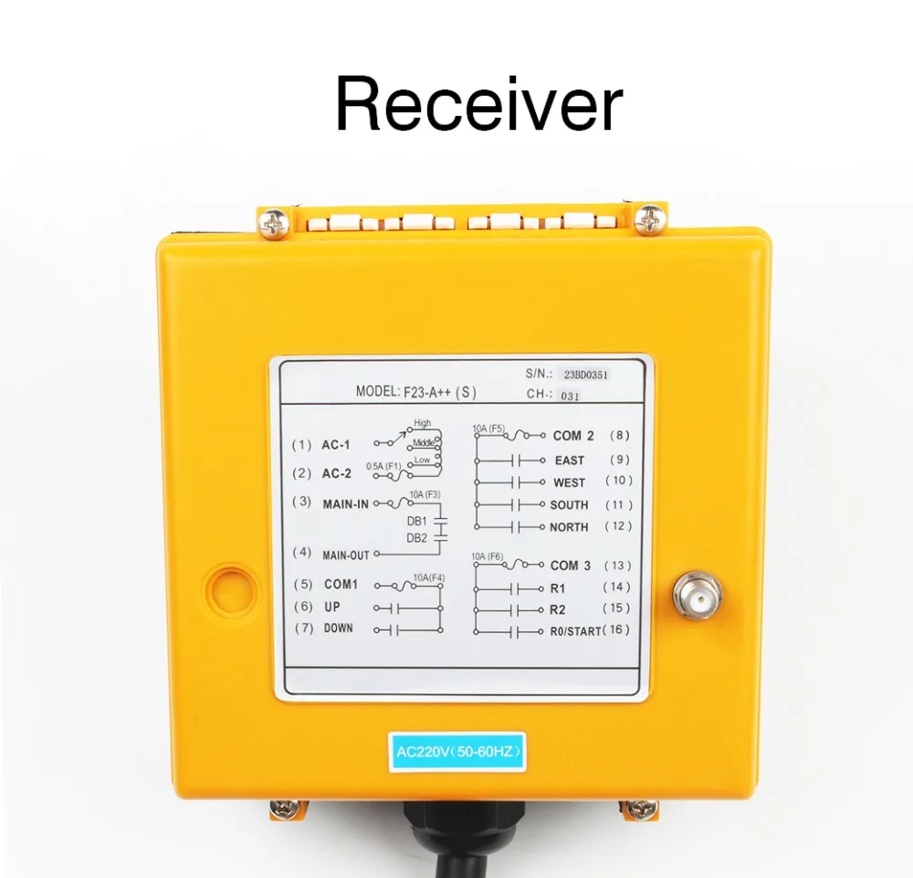Industriale Wireless Radio telecomando interruttore di controllo della velocità Gru di sollevamento Controllo gru di sollevamento 8 canali DC 24V 12V 220V