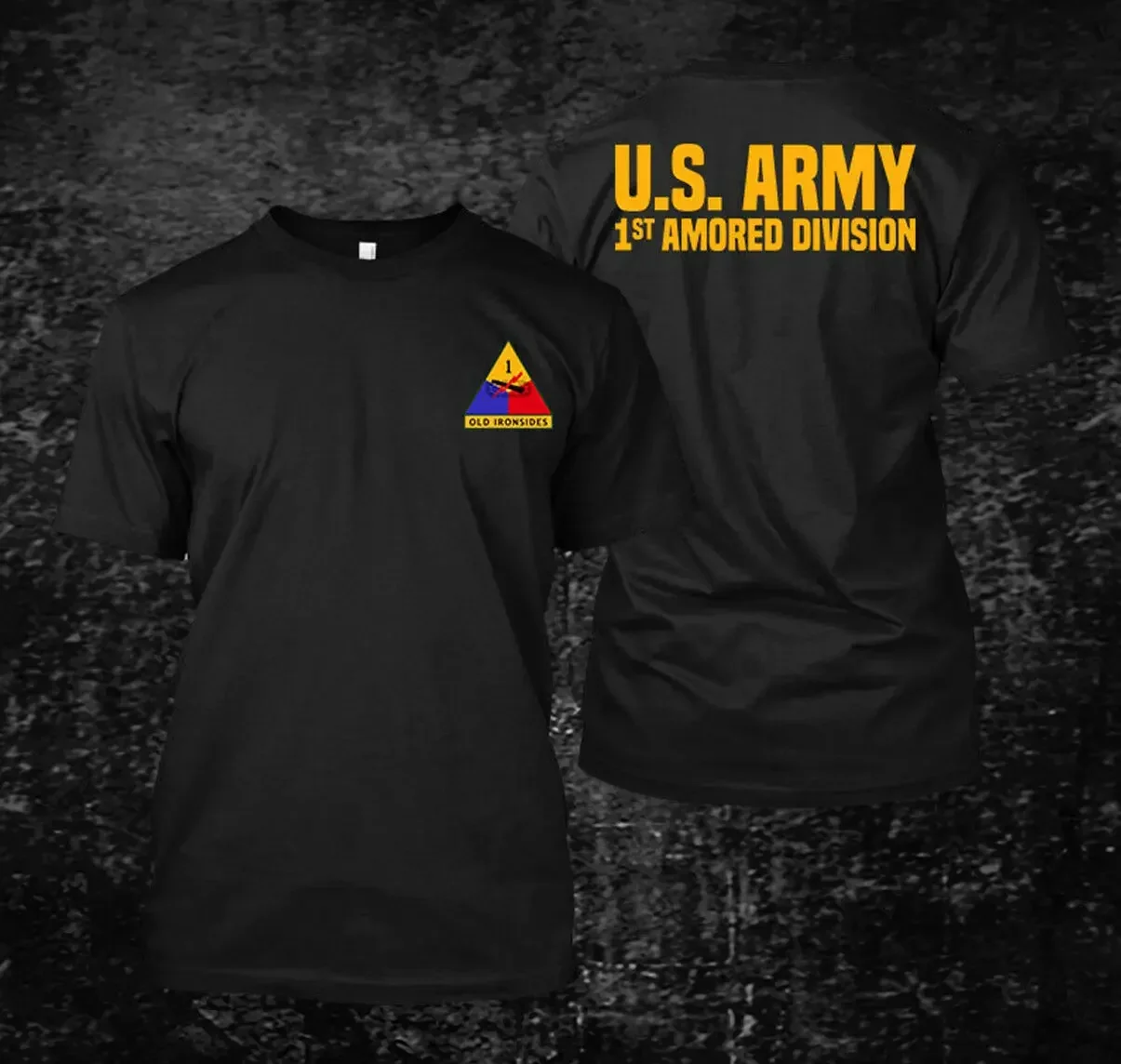 

US Army 1st Armored Division Old Ironsides T-Shirt 100% Cotton O-Neck Summer Short Sleeve Casual Mens T-shirt Size S-3XL