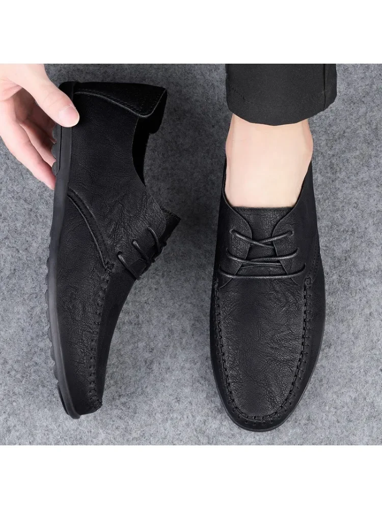 2024 New Soft-bottomed Business Small Leather Shoes for Men,Fashion Belted Trendy Young Casual Shoes,Classic Moccasin Loafers