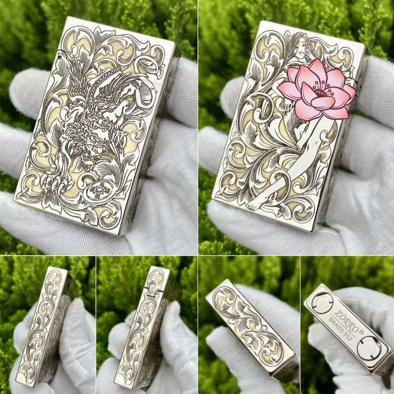ZORRO 552 Loud Sound Brass Kerosine Lighter, Armor Shield Steel Sound Windproof Retro Engraving Lighter, Men's Gadgets