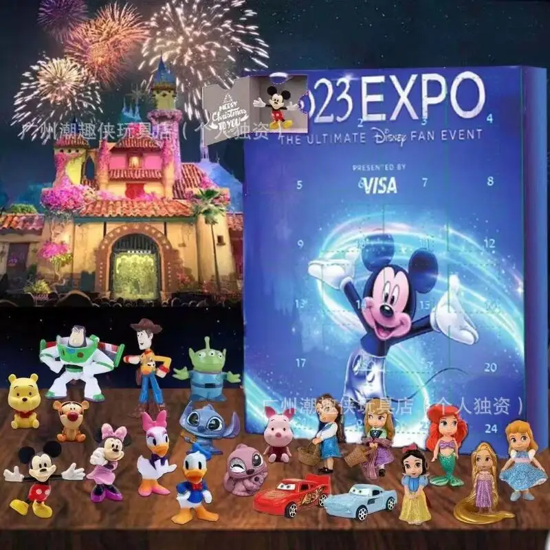 Disney Mickey Mouse Plastic Christmas 24 Countdown Calendar Creativity Cute Doll Doll Handmade Model Blind Box Boy Birthday Gift