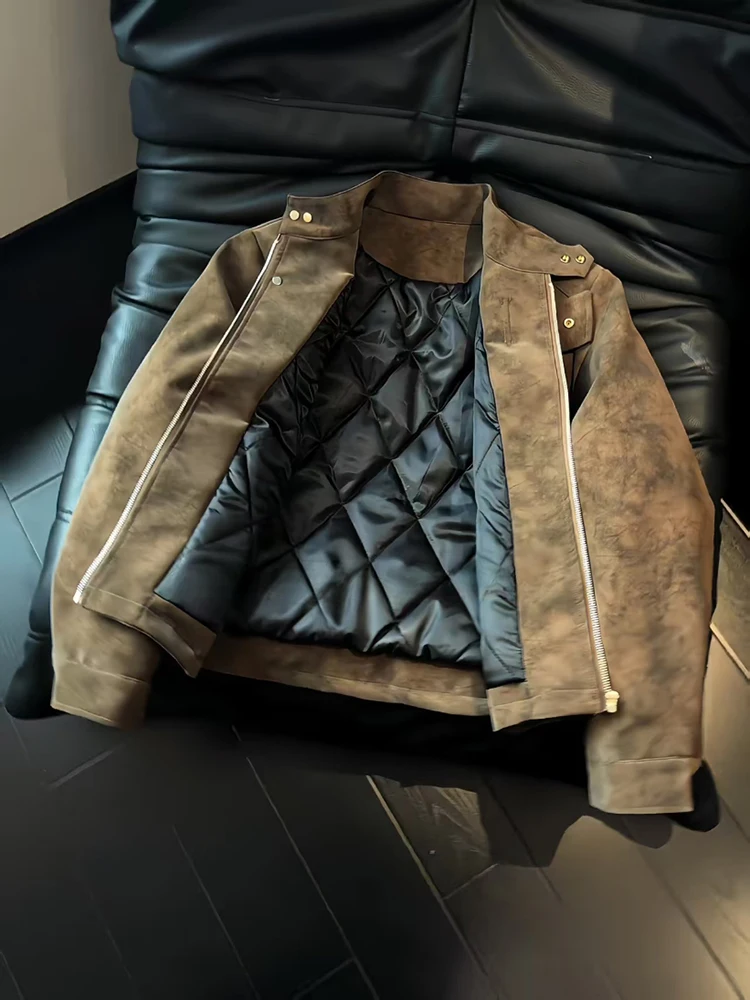 

Матовая байкерская куртка из искусственной кожи, хлопковая куртка, мужская зимняя американская мотоциклетная одежда, высококачественное хлопковое пальто