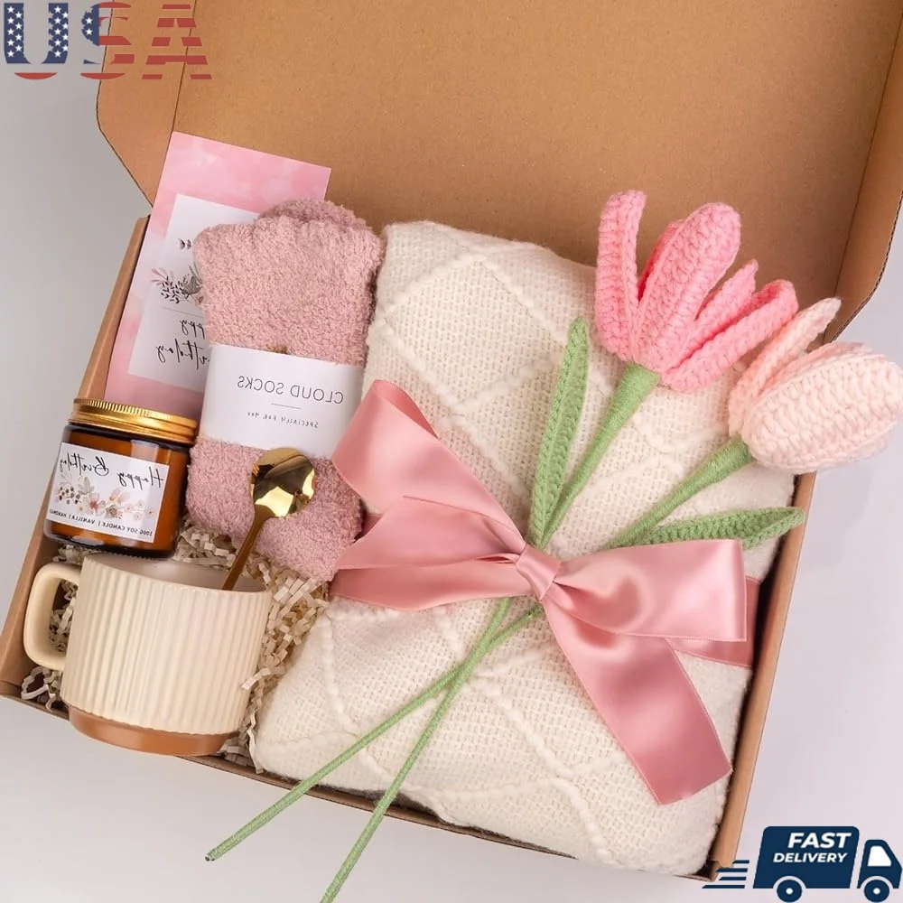 

Care Package Women Birthday Gift Basket Relaxation Gifts Get Well Soon Cozy Blanket Stylish Mug Self Care Essentials