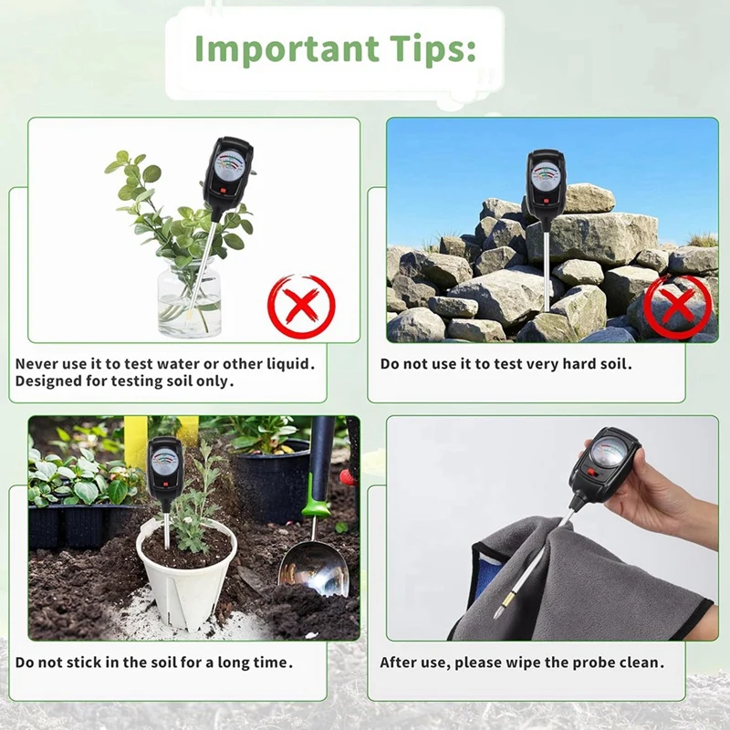 مجموعة اختبار التربة ABDJ-3-In-1، مقياس رطوبة التربة/مقياس درجة الحموضة للتربة/اختبار الخصوبة التربة، مقياس رطوبة التربة للحديقة والنباتات والمزرعة