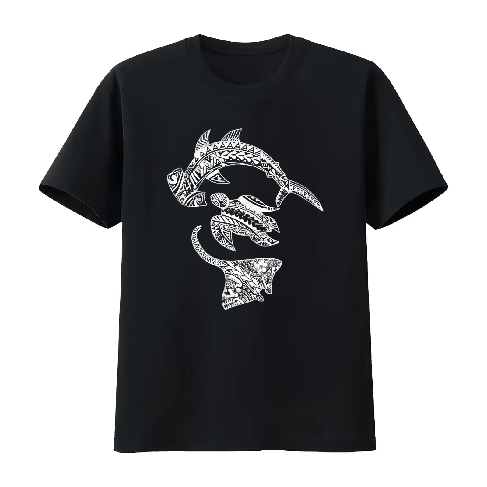 Hammerhead Turtle Manta Ray Collage - Hawaiian - Samoan -Polynesian - 3602 T-Shirt Summer Casual Cotton Tee Unisex Men Women