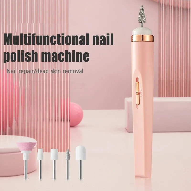 Mini Electric Portable Nail Grinder Nail Polishing Machine with Light Electric Manicure Art Pen Tools with Bag for Gel Removing