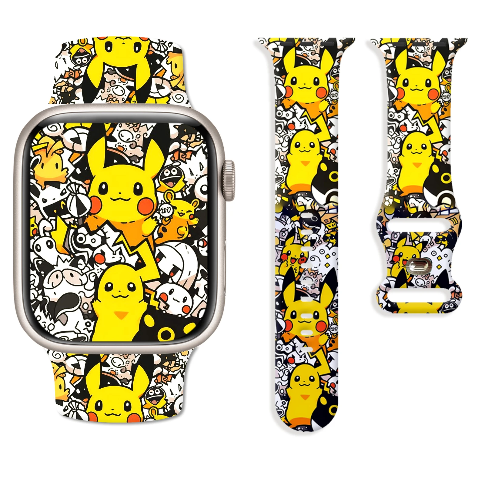 

MINISO Pokemon for Apple Watch 11 10 9 8 7 Silicone Band Replacable Bracelet for iWatch 46mm 42mm 41mm 40mm Watchband