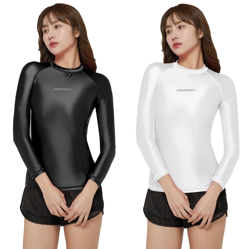 Sexy tight surfing Sports swimwear top oil glossy bottom shirt casual versatile long sleeve swimsuit