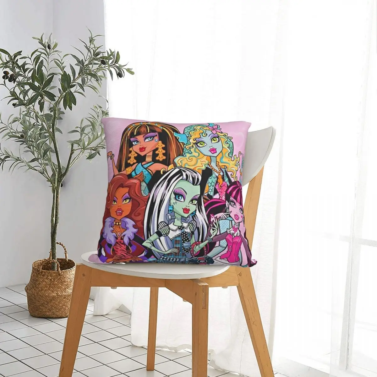 Cartoon Monster High Square Pillow Case Draculaura Vampire Cushion Covers Creative Decorative Pillowcase for Home 40x40cm