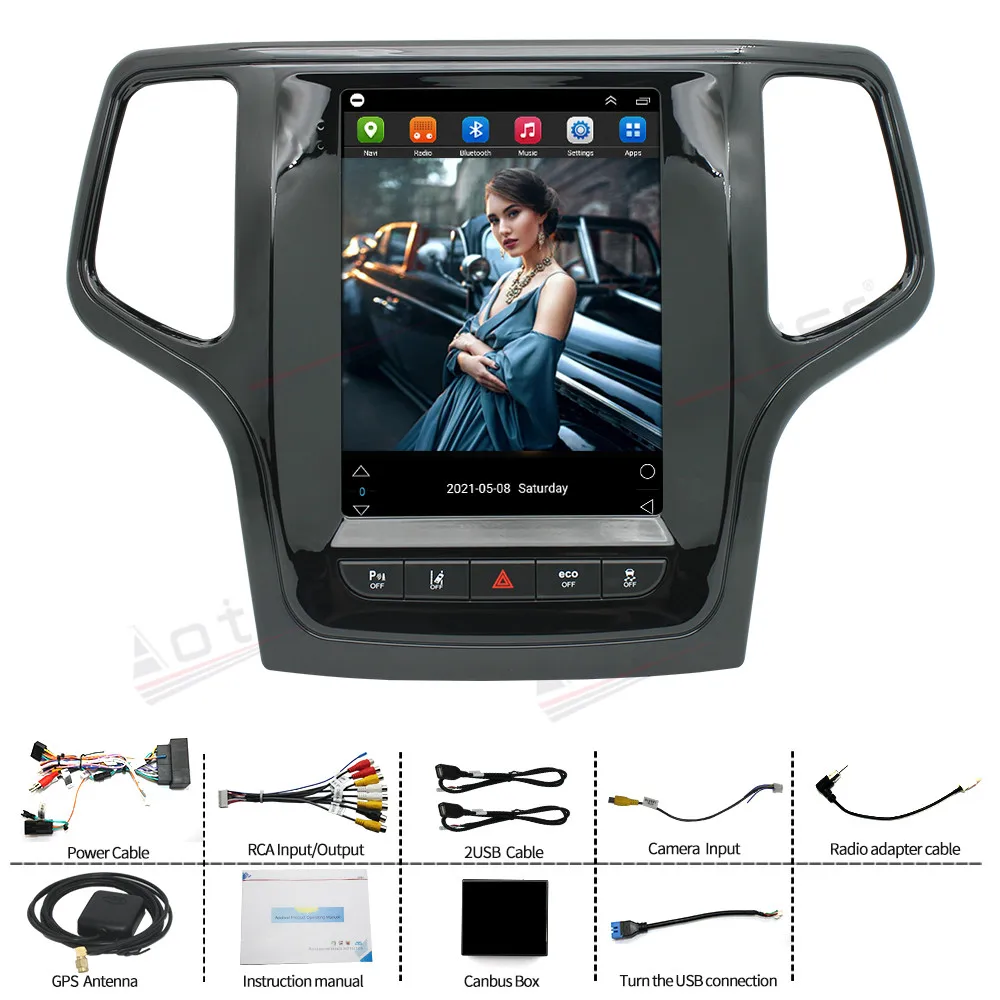 Tesla Car Radio For Jeep Grand Cherokee WK2 2010 - 2019 GPS Carplay Android Multimedia Player Auto Touch Screen Stereo Head Unit