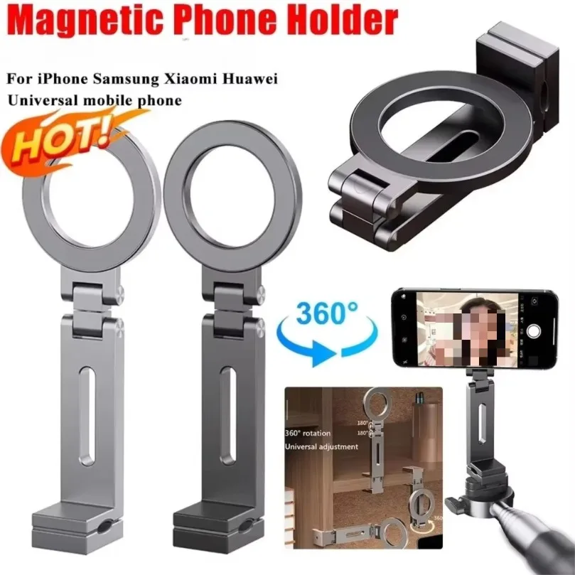 Magnetic Phone Holder Travel Foldable 360° Flexible Rotation Adjustable Stand for iPhone 17 Pro Max 16 15 14 13 Android Phone